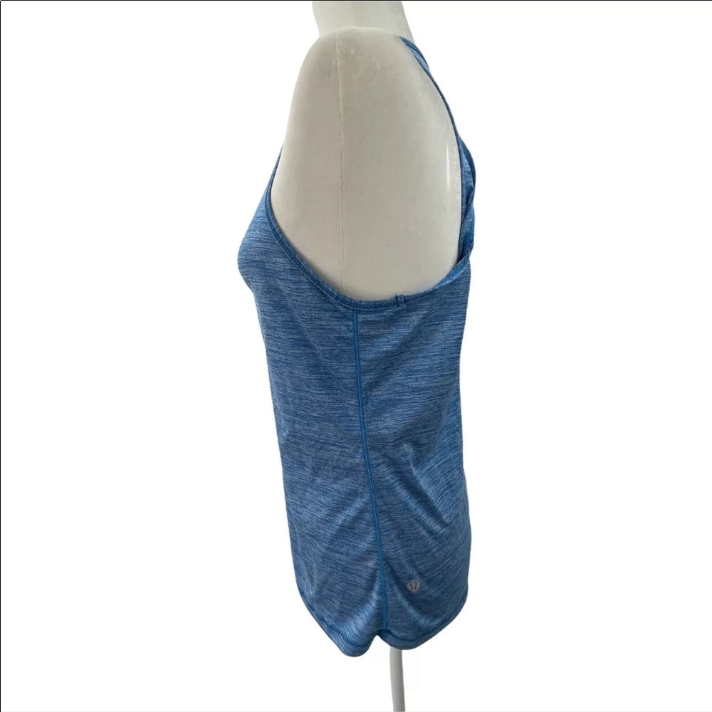 Lululemon Trapeze Twist Tank Top Heathered Blue Open Back Sleeveless Size 4 - Picture 4 of 7